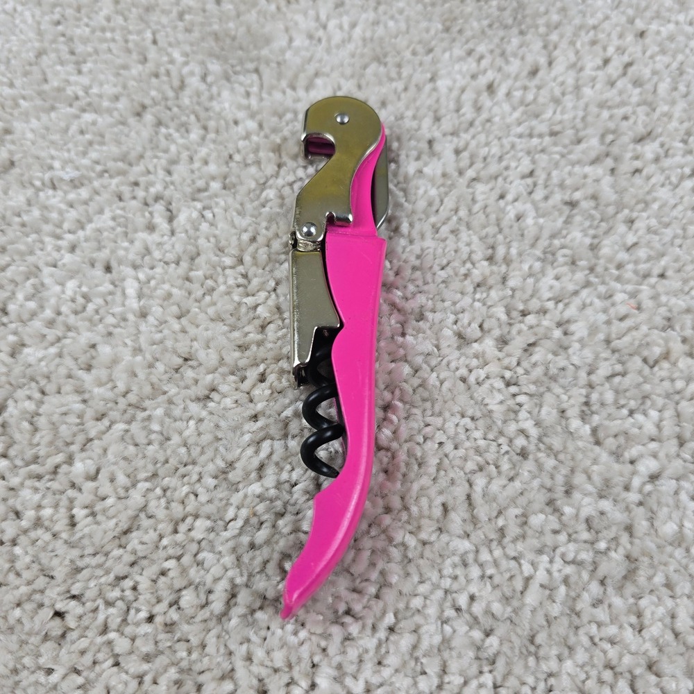 TrueTap Wine Opener Pink Double Hinged Waiters Corkscrew Foil Cutter Toledo